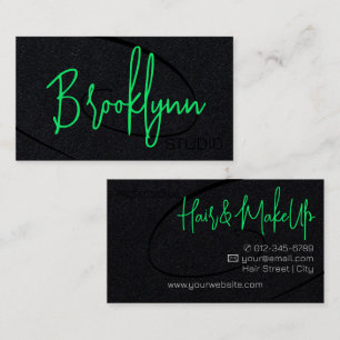Calligraphy Style Professional Hair Studio Black  Business Card