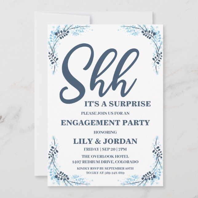 Calligraphy Surprise Engagement Party Invitation (Front)