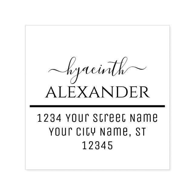 Calligraphy Swash Typography Name Address #2 Self-inking Stamp (Design)