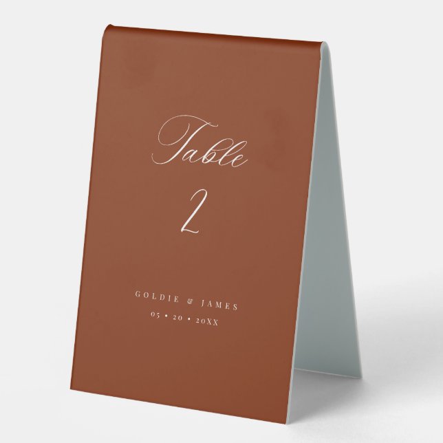 Calligraphy Table Numbers Wedding Table Tent Sign (Front)