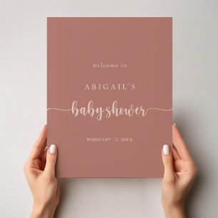 Calligraphy Terracotta Baby Shower Welcome Poster