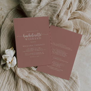 Calligraphy Terracotta Bachelorette Weekend  Invitation
