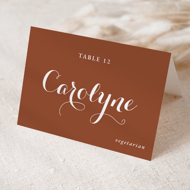 Calligraphy Terracotta Meal Choice Place Card (Creator Uploaded)
