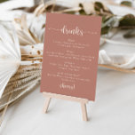 Calligraphy Terracotta Wedding Drinks Menu Sign<br><div class="desc">This calligraphy terracotta wedding drinks menu sign is perfect for a rustic wedding. The simple and elegant design features classic and fancy script typography.</div>