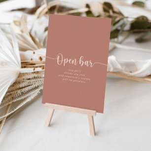 Calligraphy Terracotta Wedding Open Bar Sign