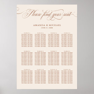 Calligraphy Terracotta wedding Seating Chart