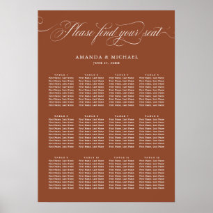 Calligraphy Terracotta wedding Seating Chart