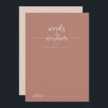 Calligraphy Terracotta Wedding Words of Wisdom  Advice Card<br><div class="desc">This calligraphy terracotta wedding words of wisdom advice card is perfect for a rustic wedding. The simple and elegant design features classic and fancy script typography. These cards are perfect for a wedding, bridal shower, baby shower, graduation party & more. Personalise the cards with the names of the bride and...</div>