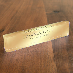 Calligraphy Text Elegant Gold Look Template Modern Nameplate