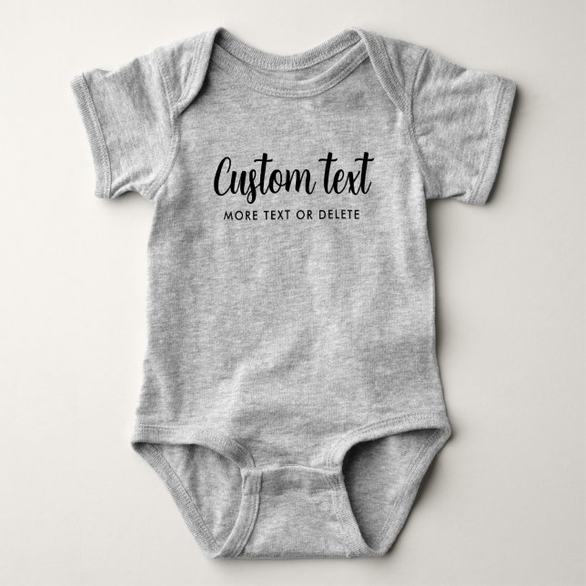 Calligraphy Text Name Template One-Pieces Grey Boy Baby Bodysuit (Front)