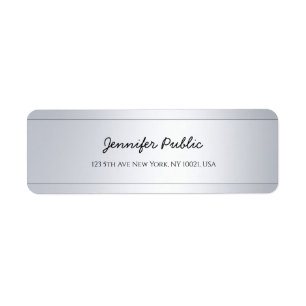 Calligraphy Text Silver Elegant Return Address Label