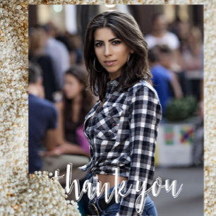 Calligraphy Thank You Custom Photo Graduation Postcard