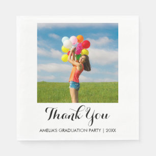 Calligraphy Thank You Photo Graduation Party Paper Napkin