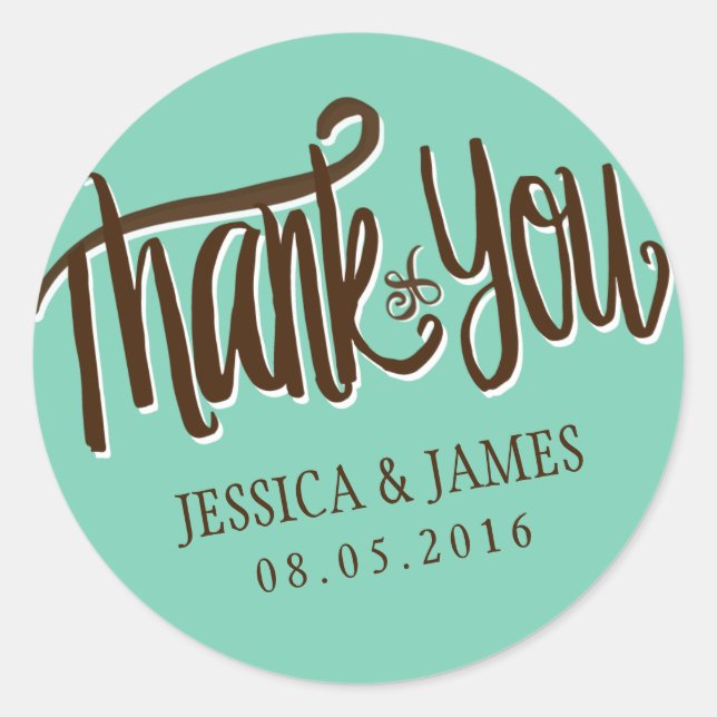 Calligraphy Thank You Wedding Favour Sticker (Front)
