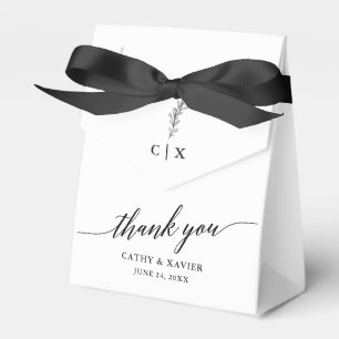 Calligraphy  Thank You Wedding Monogram Favour Box