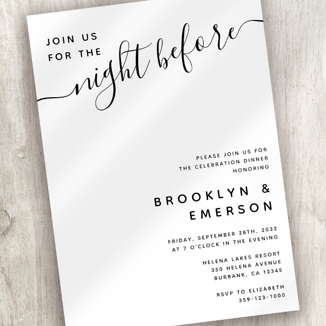Calligraphy The Night Before Rehearsal Dinner Invitation (Creator Uploaded)