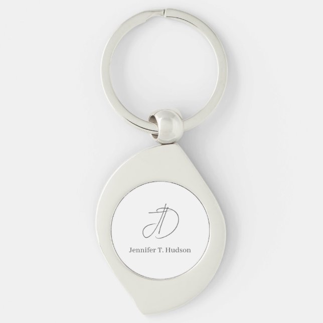 Calligraphy trendy classical monogram  key ring (Front)