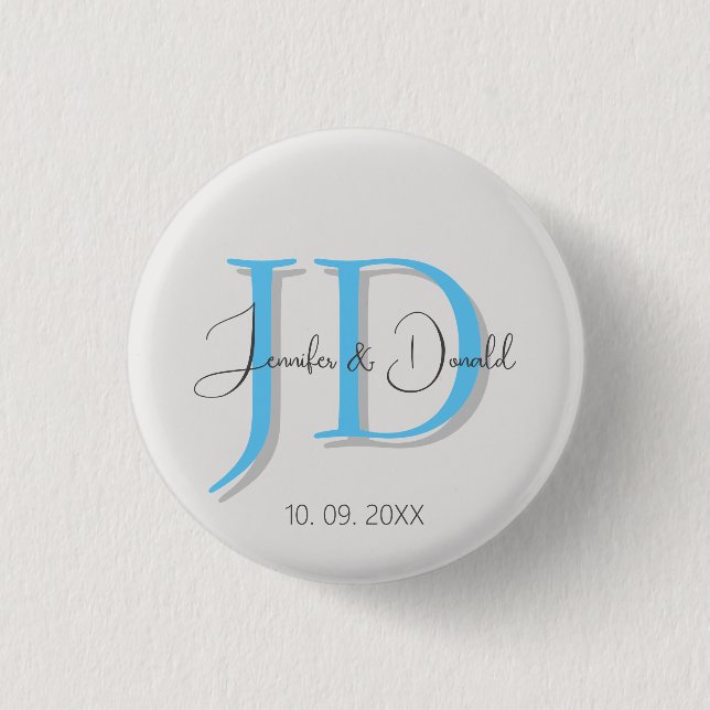 Calligraphy trendy classical script monogram 3 cm round badge (Front)