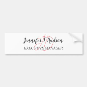 Calligraphy trendy classical script monogram bumper sticker