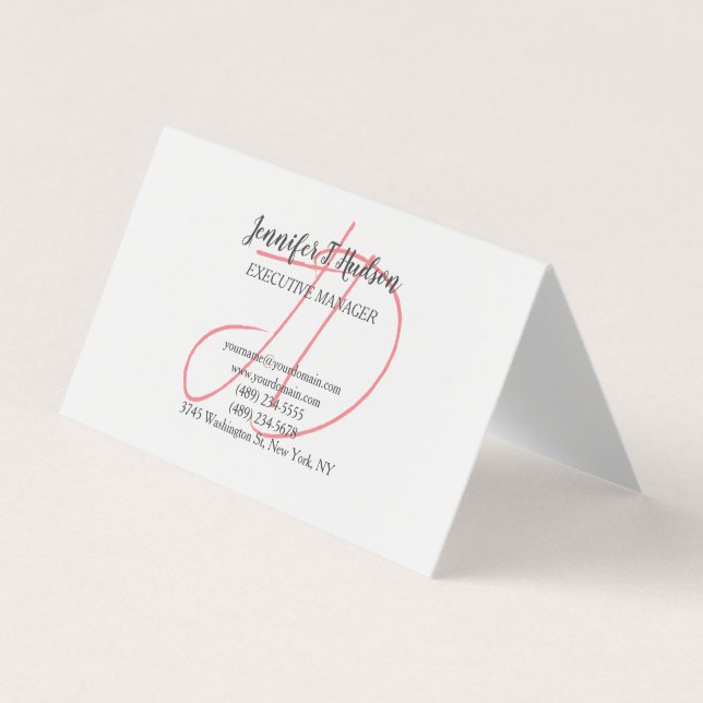 Calligraphy trendy classical script monogram business card (Front)