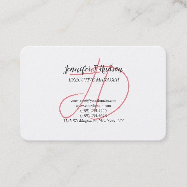 Calligraphy trendy classical script monogram business card (Front)