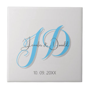 Calligraphy trendy classical script monogram ceramic tile