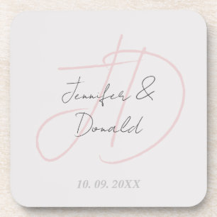 Calligraphy trendy classical script monogram coaster