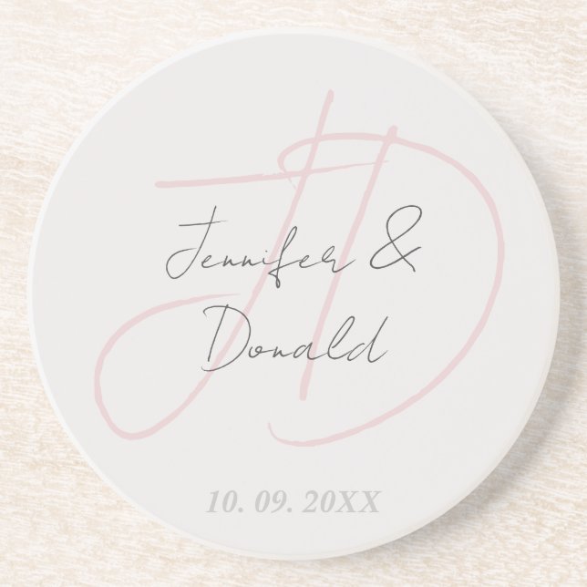 Calligraphy trendy classical script monogram coaster (Front)
