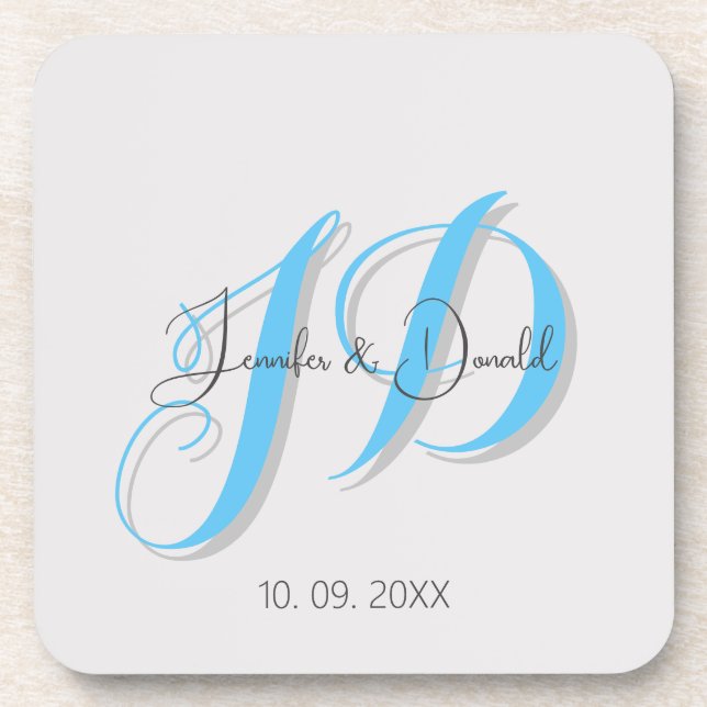 Calligraphy trendy classical script monogram coaster (Front)