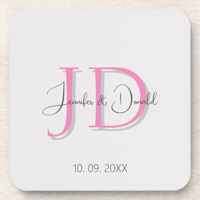 Calligraphy trendy classical script monogram coaster (Front)