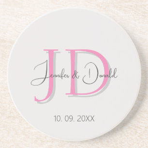 Calligraphy trendy classical script monogram coaster