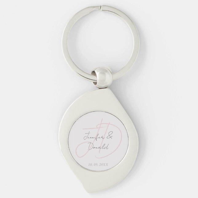 Calligraphy trendy classical script monogram key ring (Front)
