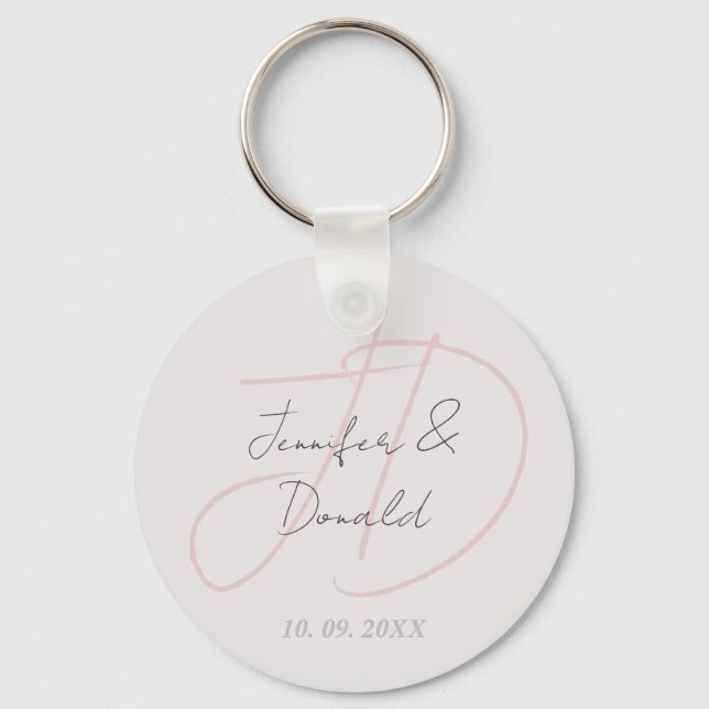 Calligraphy trendy classical script monogram key ring (Front)