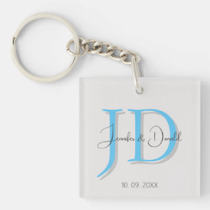 Calligraphy trendy classical script monogram key ring