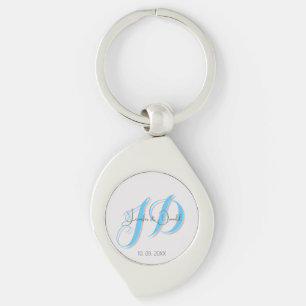 Calligraphy trendy classical script monogram key ring