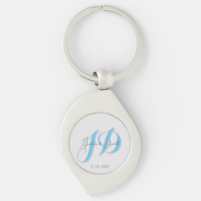 Calligraphy trendy classical script monogram key ring (Front)