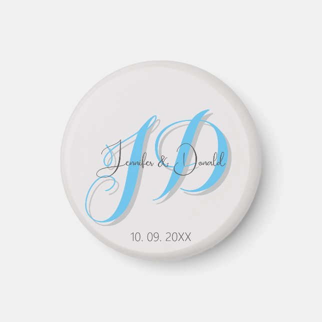 Calligraphy trendy classical script monogram magnet (Front)