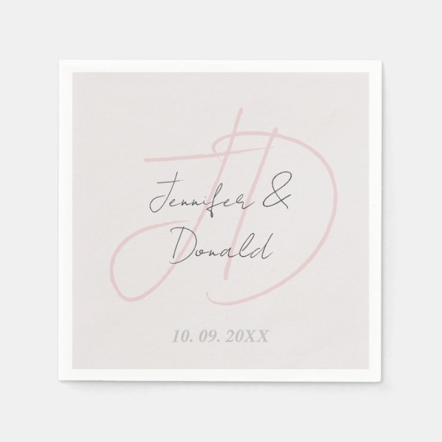 Calligraphy trendy classical script monogram napkin (Front)