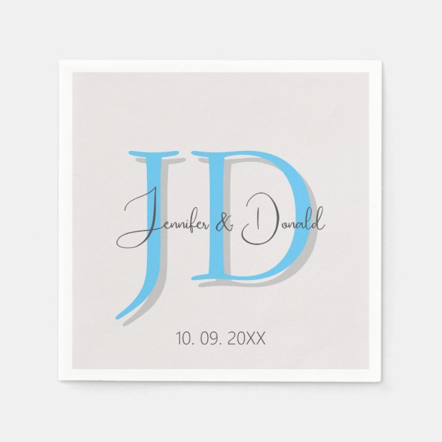 Calligraphy trendy classical script monogram napkin (Front)
