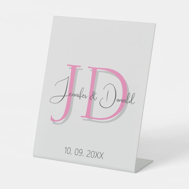 Calligraphy trendy classical script monogram pedestal sign (Front)