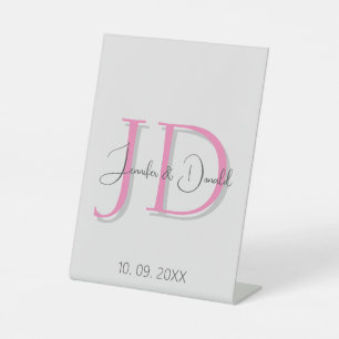 Calligraphy trendy classical script monogram pedestal sign