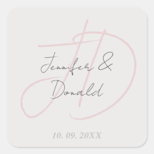 Calligraphy trendy classical script monogram square sticker
