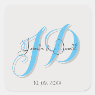 Calligraphy trendy classical script monogram square sticker