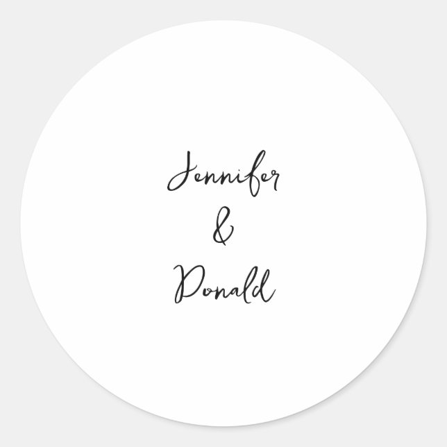 Calligraphy trendy classical script plain personal classic round sticker (Front)