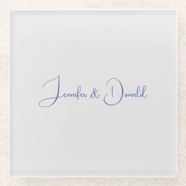 Calligraphy trendy classical script plain personal glass coaster (Front)