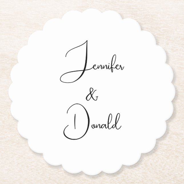 Calligraphy trendy classical script plain personal paper coaster (Front)