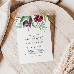 Calligraphy Tropical Coloured Floral The Wedding O Invitation