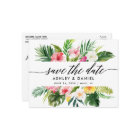Calligraphy Tropical Floral Save The Date