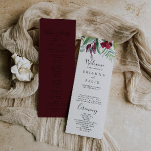 Calligraphy Tropical Floral Wedding Program