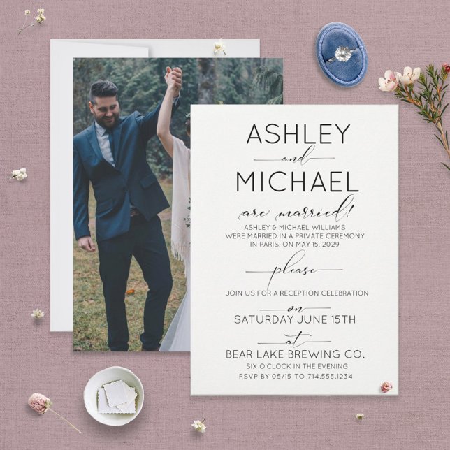 CALLIGRAPHY TYPOGRAPHY Reception Only Photo Invitation (Creator Uploaded)